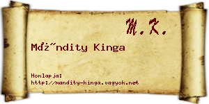 Mándity Kinga névjegykártya
